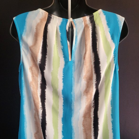 WORTHINGTON Womens Size XS Sleeveless Blouse, White w/ Colorful Stripes, EUC - Picture 6 of 10